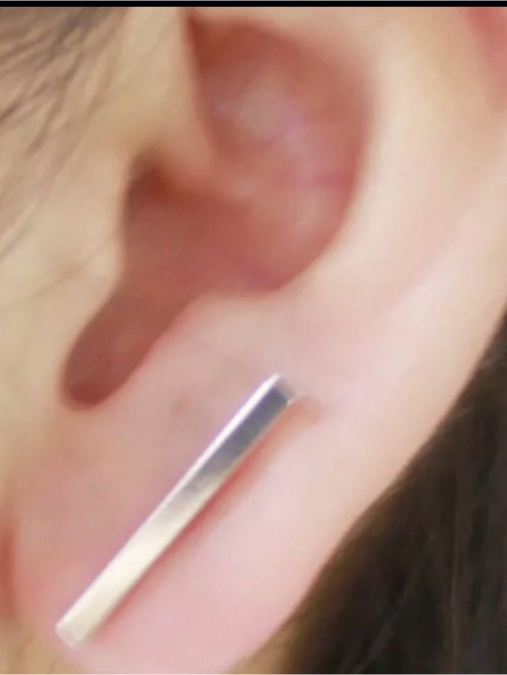 Silver Straight Bar Minimalist Stud Earrings